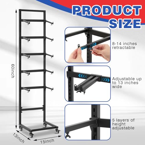 AceOrbit Rc Car Stand Display Rack with 4 Removable Mute Lockable Wheels, 5 Adjustable Tiers Layer Workstation Storage Shelf for 1/6 1/10 1/12 1/24 1/32 Scale RC Trucks Buggies for Garage/Living Room