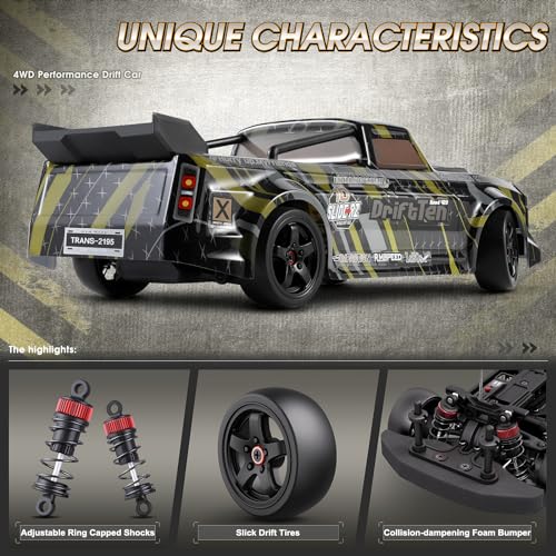 HAIBOXING 2196 1/18 Scale RC Cars Drift RC Car 28 KM/H High Speed with Gyro | 2.4 Ghz Electric Vehicle RTR 4X4 Remote Control Cars, Drifting Race Toys for Adults Boys Girls Kids, Gifts with Two Batteries - color: 2196 Black