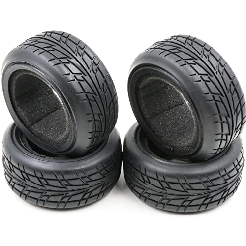 HOBBYSOUL 1/10 On Road Tires Arrows Soft Rubber Tyres Height 65mm fit 1/10 Traxxas HSP Tamiya HPI Kyosho RC On Road Run-flating Car, Pack of 4