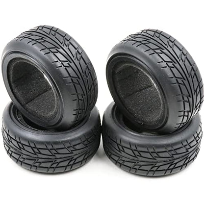 HOBBYSOUL 1/10 On Road Tires Arrows Soft Rubber Tyres Height 65mm fit 1/10 Traxxas HSP Tamiya HPI Kyosho RC On Road Run-flating Car, Pack of 4