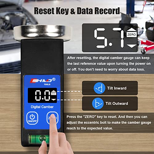 KAISAL Digital Camber Gauge Wheel Alignment Tool -90° to +90° Wide Range Camber Alignment Tool Accurate Wheel Balancing Tools with Digital Display & Powerful Magnet & Positioning Bubble & Reset Key