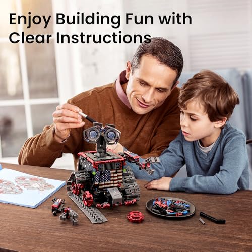Sillbird Robot Building Kit STEM Gifts for Boys 8-12 with Remote Control | Coding Toys for Kids, Birthday Presents, App-Controlled, Build 4in1 Models, Rechargeable, Red Tracked Racer Car, 631 Pieces - color: 2-red