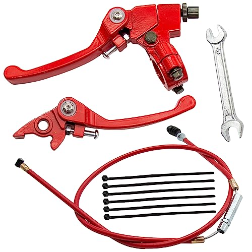 7/8 Folding Clutch Brake Lever Perch with Clutch Cable Replacement for 110/125/140/150cc SSR125 RFZ YZ Ruckus TaoTao DB17/27 Apollo DBX15/18/19 Z20 Xmotos Thumpstar Kayo Piranha Pit Dirt Bike (Red) - color: Red