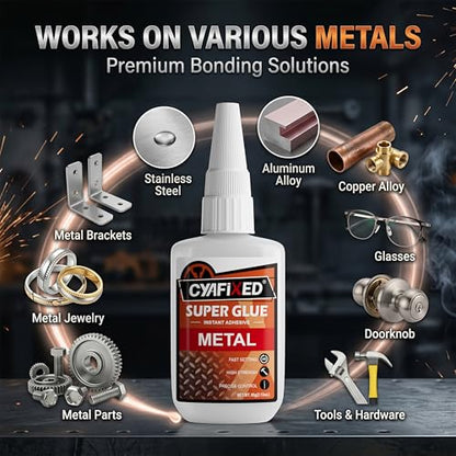 Metal Super Glue Heavy Duty 2oz Clear CA Glue for Metal Stainless Steel Aluminum Brass Jewelry, Instant Cyanoacrylate Adhesive Bonding High Strength Superglue Liquid with Precision Tip Waterproof - size: 2 oz, style: Metal