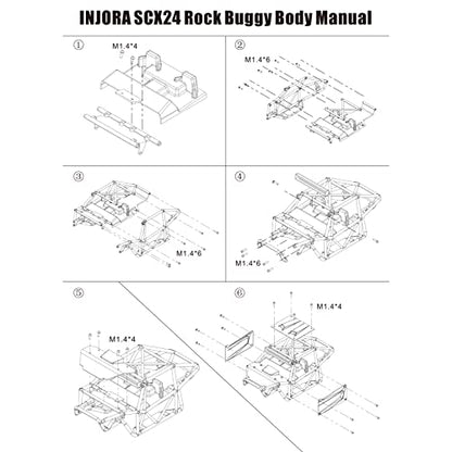 INJORA 34g Rock Buggy Body Shell Nylon Chassis Kit for SCX24 C10 JLU Bronco Base Camp 4Runner Axial 1/24 RC Crawler Car Upgrade Parts (Clear)