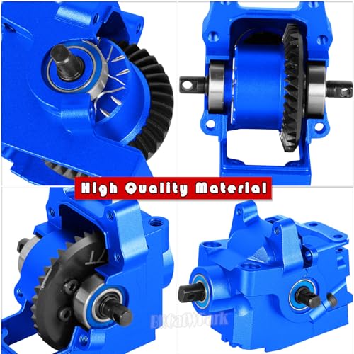 Aluminium Transmission Gearbox Upgrades Part for 1/10 Slash/Rustler/Stampede/Jato VXL 4X4 4WD,XO-1,RC Front Rear Gearbox & 37T Differential Gear,Replace #6880#6881,Navy Blue - color: Navy Blue - (Upgrades)