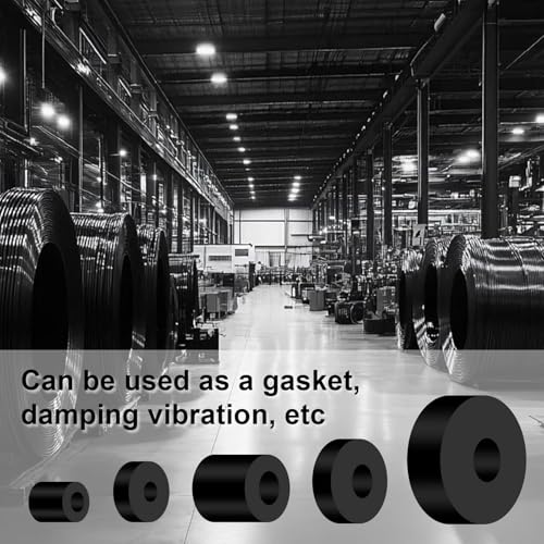 40 Pcs Thick Rubber Spacer 5 Sizes Multi Purpose Black Round Rubber Washers Anti Vibration Isolation Pads Bushings for Home Industrial Machinery Car Bolts Screws