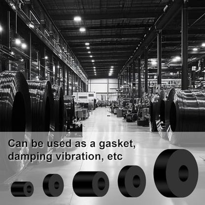 40 Pcs Thick Rubber Spacer 5 Sizes Multi Purpose Black Round Rubber Washers Anti Vibration Isolation Pads Bushings for Home Industrial Machinery Car Bolts Screws