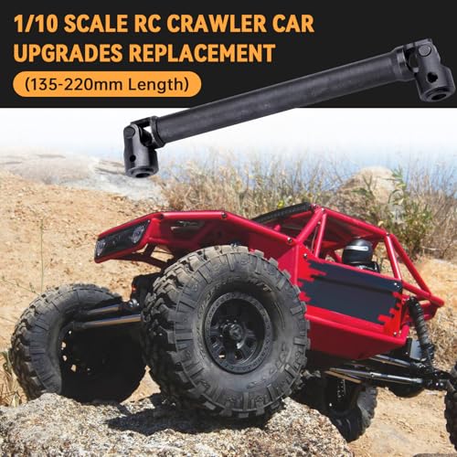 Splined Steel Universal Drive Shaft Driveshafts CVD Axle Shaft 1/10 Scale RC Crawler Car Upgrades Replacement for Traxxas Axial Tamiya RC4WD Redcat Racing (135-220mm Length) - size: 135-220mm Length