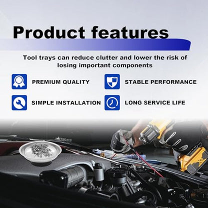 2PCS Magnetic Parts Tray Set, 3" Stainless Steel Round Magnetic Parts Tray for Mechanic's, Magnet Tool Parts Tray for Screws Bolts Nuts Metal Parts