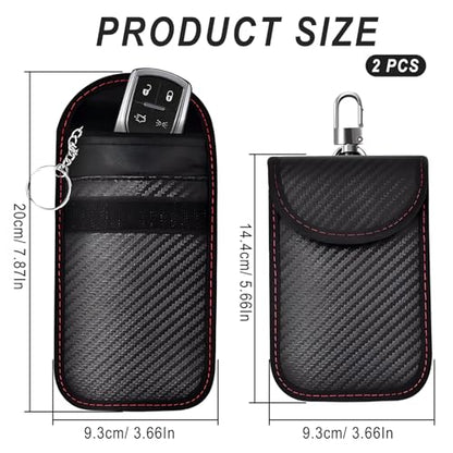 Faraday Bags 2 Pack for Car Keys, Faraday Pouch with Dual Pocket, Waterproof Key Fob Protector, RFID Signal Blocking Case, Anti Theft Bag for Vehicle Security