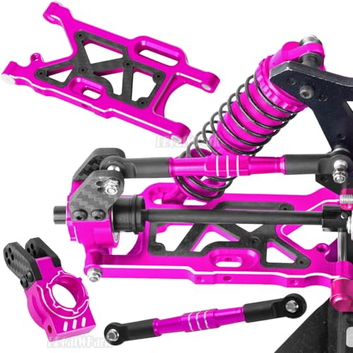 RC Upgrades Part for 1/8 Typhon 6s BLX,1/7 Felony Infraction 6S BLX Limitless,Front Rear Suspension A-Arms,Steering Blocks,Caster Block,Turnbuckles Camber Links w/25T Servo,Pink - color: Pink - (Rc Upgrades)