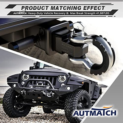 AUTMATCH 3/4" D Ring Shackles (2-Pack) - 41,887 lbs Break Strength | Clevis Shackle with 7/8" Pin & Isolator Washer Kit for Tow Strap, Winch, Towing & Off-Road Vehicle Recovery, Silver - color: Silver