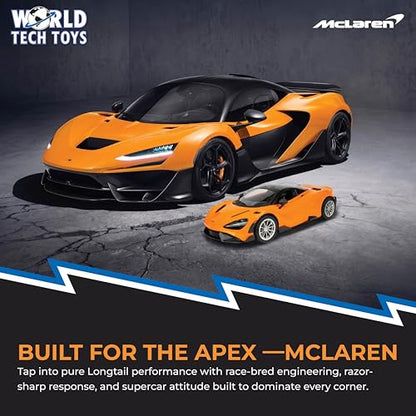 World Tech Toys McLaren 765LT 1:10 RTR Electric RC Car – Officially Licensed McLaren – 2.4GHz Full Function Remote Control with Rechargeable Battery – 16" L x 7.5" W x 4" H – Kids 6+