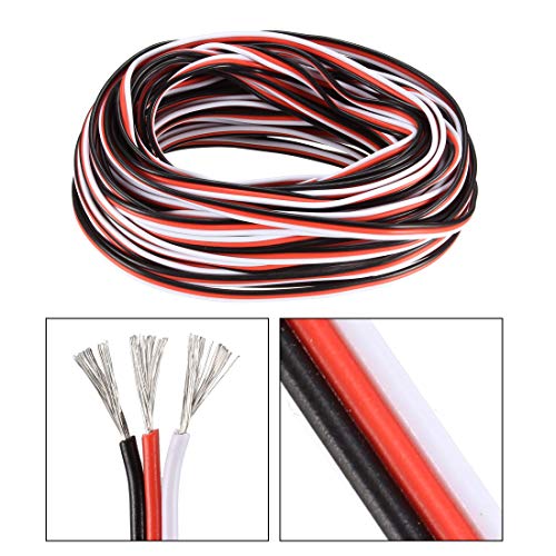 uxcell 28FT/8.5Meters 28AWG Servo Wire 3Pin Line RC Servo Model Extension Cable 30 Core-Black/Red/White