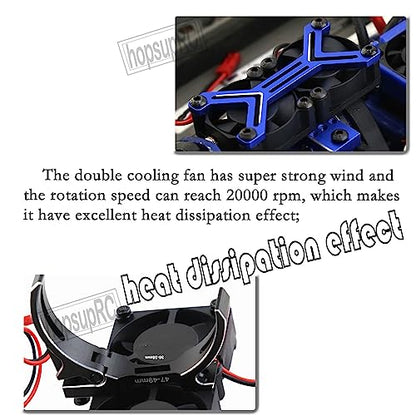 3660 540 550 Motor Cooling Fan with 36-38mm Adjustable Mount Upgrades Part for 1/10 Slash SCX10 TRX4,Aluminum High Speed Cooling Dual Fans 20000 RPM Heatsink Hops Up,Black - color: Black/36-38mm