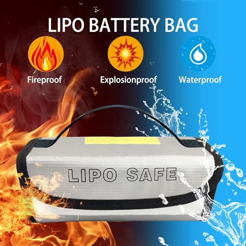 2PCS 185x60x75mm Lipo Safe Bag Fireproof Explosionproof Bag Safe Accessories for Hobby Remote & App Controlled Vehicle Lipo Batteries Storage and Charging, bag185