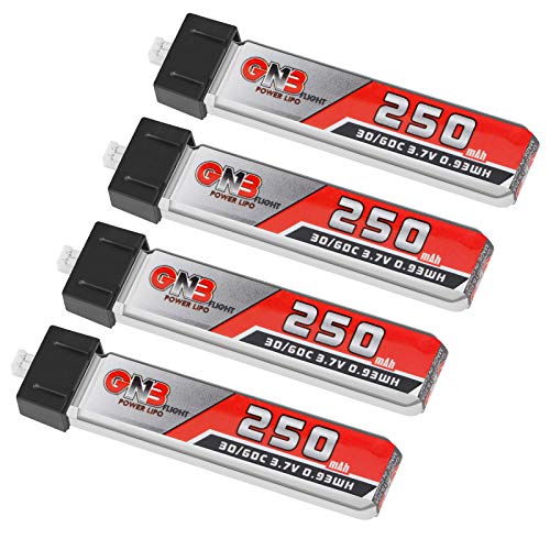 1S 3.7V 250mAh 30C LiPo Battery 4Pack Micro JST 1.25 for Tiny Whoop Drone | Crazepony 1S Blade Inductrix Battery Micro JST 1.25 Connector for Kingkong Tiny 6 Tiny Whoop FPV Racing Drone