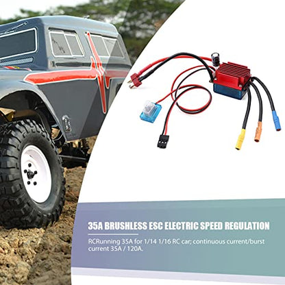 RC 35A Brushless ESC, Sensorless Brushless Motor Brushless Electric Speed Controller for 1/16 1/18 RC Car Truck Accessory
