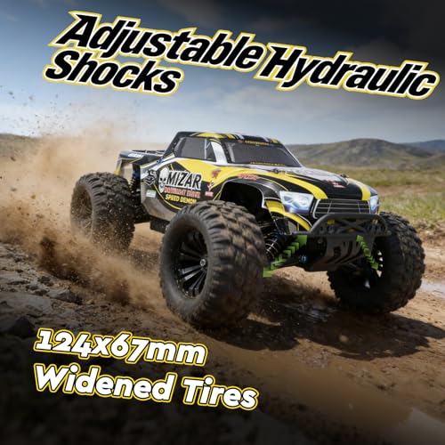 1/10 Brushless RC Truck, 4WD Fast Remote Control Car for Adults with 3S 5000mAh Battery, 2-Speed Transmission & CNC Metal Gears, All-Terrain Waterproof Heavy-Duty Off-Road Monster Truck RTR