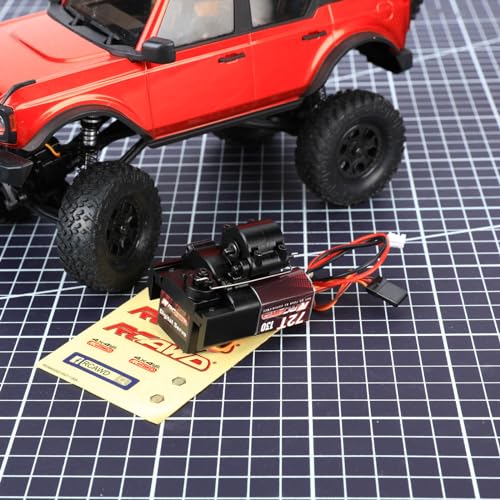 RCAWD SCX24 Motor Transmission 72T 130 Motor 2 Speed Transmission with Gearbox Mount High Torque Motor for Axial SCX24 Wrangler Bronco Gladiator Deadbolt Dodge Power Wagon C10 Upgrade Parts (Black)