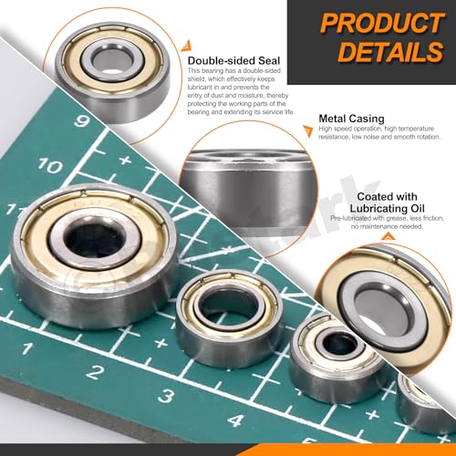 24Pcs 693ZZ Carbon Steel Ball Bearing Deep Groove Ball Bearing Double Shielded Bearings Small Bearings for Furniture Wheels Skateboards Scooters - size: 693ZZ/0.12x0.31x0.16inch, style: carbon steel
