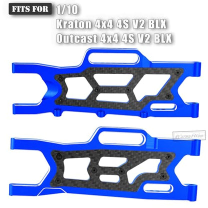 RC Alloy Suspension Arms Upgrades Part for 1/10 Outcast 4x4 4S V2 BLX,Kraton 4x4 4S V2 BLX,Front Rear A Arms Suspension Arms Hops Up,Replace ARA330711 ARA330710,Navy Blue - color: Navy Blue(4pcs)