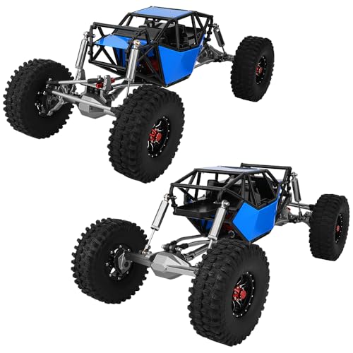 Metal DIY 330mm Wheelbase Rock Buggy Frame Chassis Crawler with VP Element Enduro Portal Axle Nylon Tube Roll Cage for 1/10 RC Crawler Axial SCX10 II Upgrades (Blue) - color: Blue