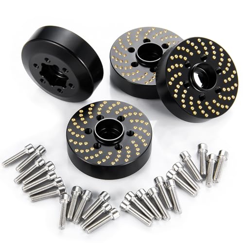 4PCS Brass Wheel Weights 1/10 Brass Wheel Hex Hub Adapter 9mm Extended Wheel Counterweight for 1.9in Beadlock Wheel Rim 1/10 Wraith 90053 90048 RBX10 Hammer Rey 4WD RC Car Upgrades