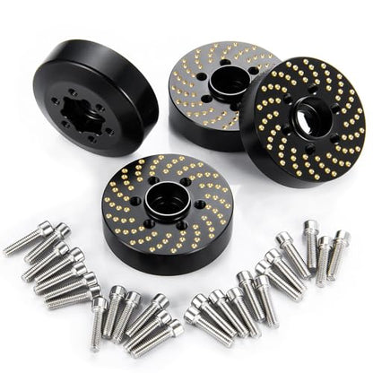 4PCS Brass Wheel Weights 1/10 Brass Wheel Hex Hub Adapter 9mm Extended Wheel Counterweight for 1.9in Beadlock Wheel Rim 1/10 Wraith 90053 90048 RBX10 Hammer Rey 4WD RC Car Upgrades