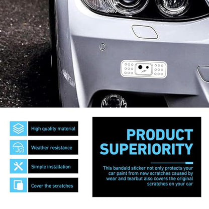 WZP 7PCS Car Bandage Decals, Funny Band Aid Bandage Bumper Stickers, Waterproof Decorative Band Decals for Dent Ding, 2 Shapes, Universal Car Exterior Decor Accessories for Sedan, Truck, SUV (Black)