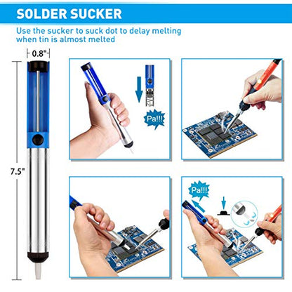 Soldering Iron Kit, 60W Upgraded Soldering Kits Adjustable Temperature Welding Tool Solder Irons Pen with On/Off Switch Use for Electrical Repairs - color: 60w 19-in-1