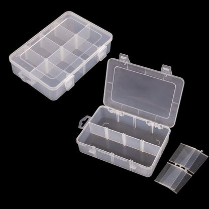 Vidifor 2 Packs 8-Compartments Art Supply Container, Clear Plastic Organizer Box with Dividers for Crafts Jewelry Fishing Tackles Hardware Metal - size: Small 8 grids 2pcs with dividers