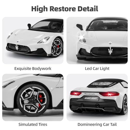 MIEBELY Licensed Maserati MC20 1:12 RC Car Openable Doors 2.4Ghz | Licensed Maserati;Open doors;2.4Ghz anti-interfere;7.4V removable battery;Tough ABS;LED lights;Gift for boys & collectors