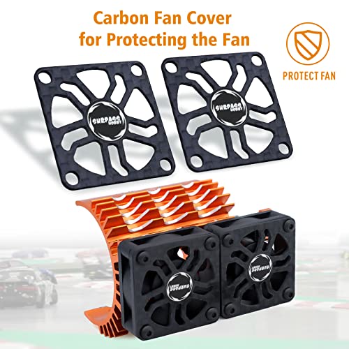 Surpass Hobby Dual 30mm Cooling Fan 27000RPM RC Car Motor Heatsink with Metal Cover for 1/8 1/7 RC Car Diameter 40/ 42mm Brushless Motor (Orange) - style: Orange