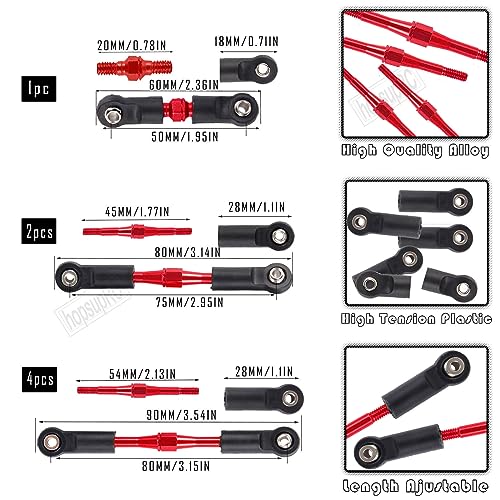 Upgrades for 1/10 Rustler/Slash/Stampede 4x4,RC Shocks&Steel Drive Shaft CVD&Adjustable Turnbuckles Camber Links&A Arm&Caster Block,Steering Blocks,Stub Axle Carriers,Wheel Hex&Hex Hub,Red - color: (1Set)Red