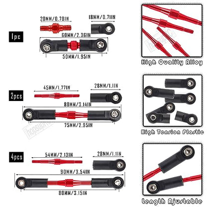 Upgrades for 1/10 Rustler/Slash/Stampede 4x4,RC Shocks&Steel Drive Shaft CVD&Adjustable Turnbuckles Camber Links&A Arm&Caster Block,Steering Blocks,Stub Axle Carriers,Wheel Hex&Hex Hub,Red - color: (1Set)Red
