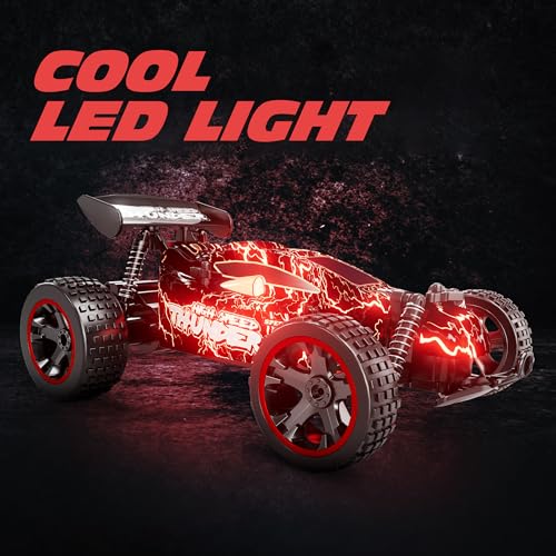 Tecnock RC Cars for Kids, 1:18 Scale 2WD RC Car with LED Lights, 2.4GHz Remote Control Car with USB-C Easy Charging & 50 Mins Playtime, Toys Gifts for Boys & Girls Ages 8-12 - color: Red