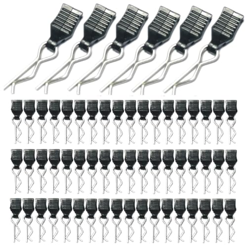 60PCS 1mm RC Body Clips with Pull Tabs for All 1/12 1/14 1/16 1/18 Scale Hyper go,Redcat Traxxas HPI Himoto HSP Exceed RC Car Body Clips,for SCX24 TRX4M H165 RC Car Truck Buggy Parts