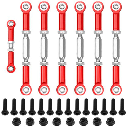 Aluminum Adjustable Turnbuckles Rod Camber Links Steering Linkage Pull Rod Tie Rod Compatible with Traxxas 1/10 Slash 2WD RC Truck (Red)