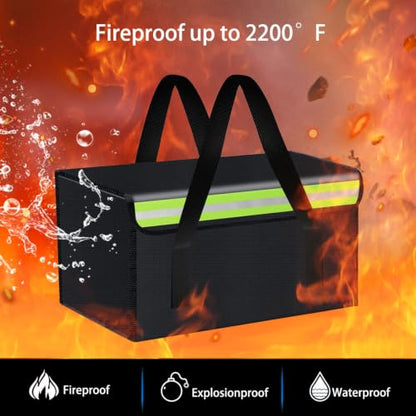 36*25*20cm Lipo Safe Bag Fireproof Bag for Lipo Battery Pack Storage Charging Transport,Home Office Travel Fireproof Safe Storage for Cash Valuables Jewelry Passport Power bank Lipo Battery - size: 360*250*200mm