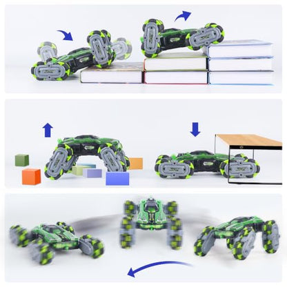 8WD Remote Control Car Toys for Kids, Gesture Sensing RC Stunt Truck | Birthday Gifts, Great for Boys Age 6-12, Cool Toys with Lights Music Spray, Transformable & Durable - color: Green