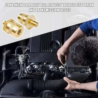 2 PCS Battery Terminal Connectors Set, Auto Battery Post Terminals Adapters (+/-) with Bolts, M8 Top Side Thread Terminal Charging Posts Extender Adapter, Car Accessories