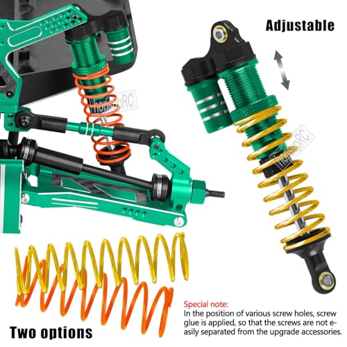 Upgrades Part Front Rear Assembled Full Metal Shocks Aluminum Big Bore RC Shocks Absorber Damper for 1/10 Slash/Rustler/Stampede/Bandit 4X4 4WD 2WD(VXL).Green(4PCS) - color: Green(4PCS)