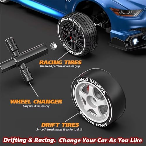 1:24 Scale RC Drift Car 4WD 2.4GHz 30KM/H High Speed Racing Sport Toy Car with LED Lights, Racing and Drift Wheels (8607-Black) - color: 8607-black