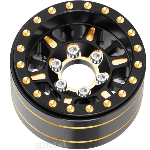 1.0 in Beadlock Wheels Rims for RC Crawler Car 1/18 TRX4M,1/24 SCX24,RC Brass 1.0 Beadlock Wheels Rim,7mm Hex Wheel Rims Brass Rings Deep Dish Rim,4pcs