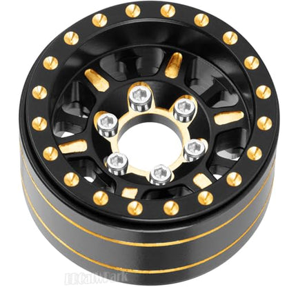 1.0 in Beadlock Wheels Rims for RC Crawler Car 1/18 TRX4M,1/24 SCX24,RC Brass 1.0 Beadlock Wheels Rim,7mm Hex Wheel Rims Brass Rings Deep Dish Rim,4pcs