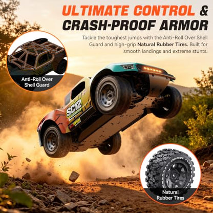 1/12 Brushless Remote Control Car RTR, 42MPH (70+Km/H 4WD Rc Short-Course Truck, Amateur-Level Rc Drift Car, Equipped with 3s 2200 Mah Battery, All-Terrain Tires, Suitable for Adults-Blue - color: Yellow