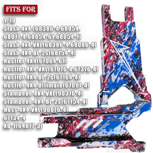 RC Aluminum Suspension A-Arms Upgrades Part for 1/10 Slash Rustler Stampede 4X4 VXL BL-2s,Hoss 4WD VXL,XO-1,Alloy Front Rear RC Suspension Arms Hops up,Colorful - color: Colorful - (Suspension Arms)