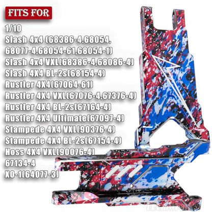 RC Aluminum Suspension A-Arms Upgrades Part for 1/10 Slash Rustler Stampede 4X4 VXL BL-2s,Hoss 4WD VXL,XO-1,Alloy Front Rear RC Suspension Arms Hops up,Colorful - color: Colorful - (Suspension Arms)